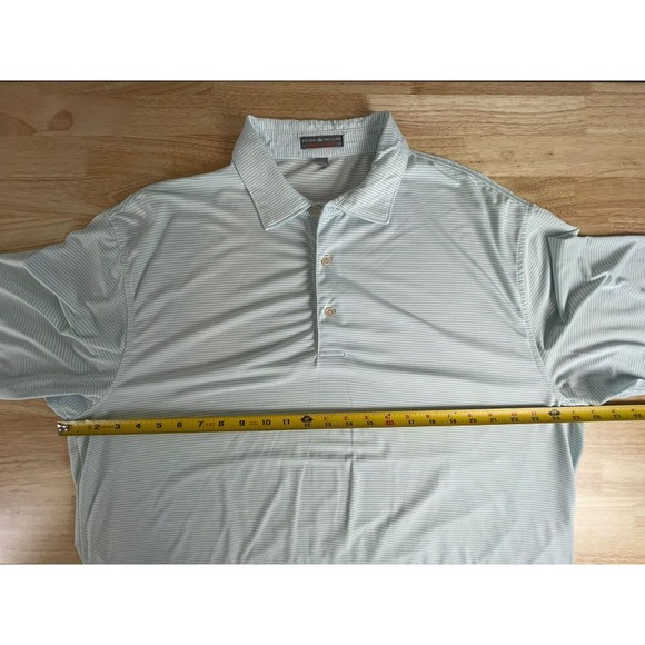 Peter Millar Summer Comfort Golf Polo Shirt Men’s White w/ Blue Striped Sz Large - Picture 3 of 7